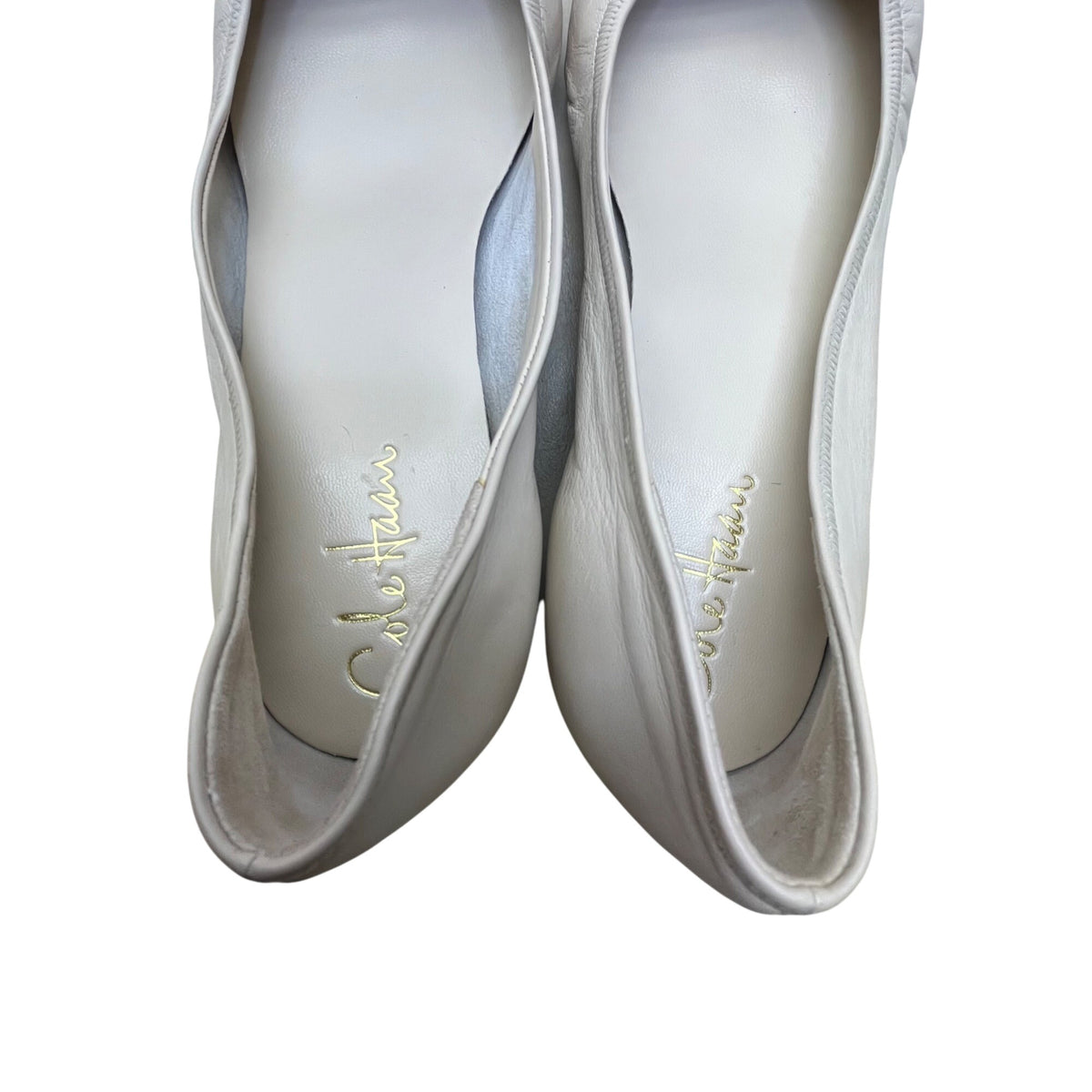 Cole Haan Women’s Cream Leather Bow Cape Toe Wedge Flats Size 9.5B
