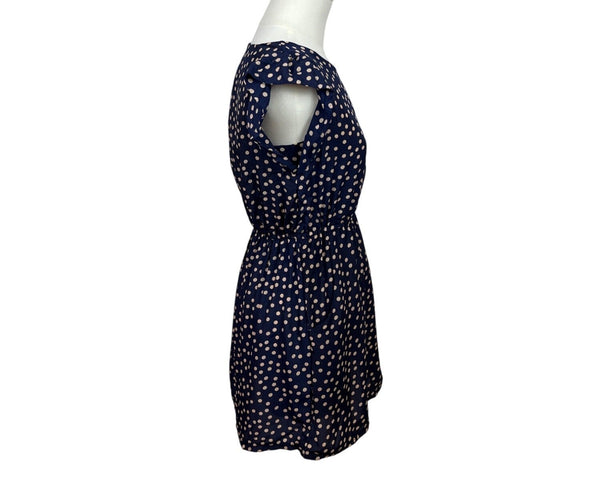 Navy Blue Polka Dot Dress With Pockets By Zara Basic- New