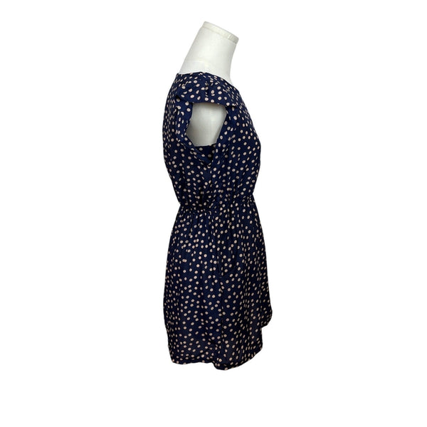 Navy Blue Polka Dot Dress With Pockets By Zara Basic- New