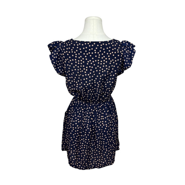 Navy Blue Polka Dot Dress With Pockets By Zara Basic- New