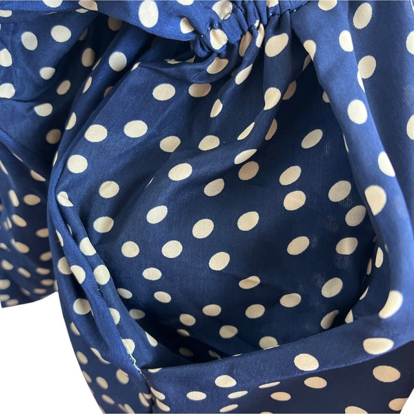 Navy Blue Polka Dot Dress With Pockets By Zara Basic- New