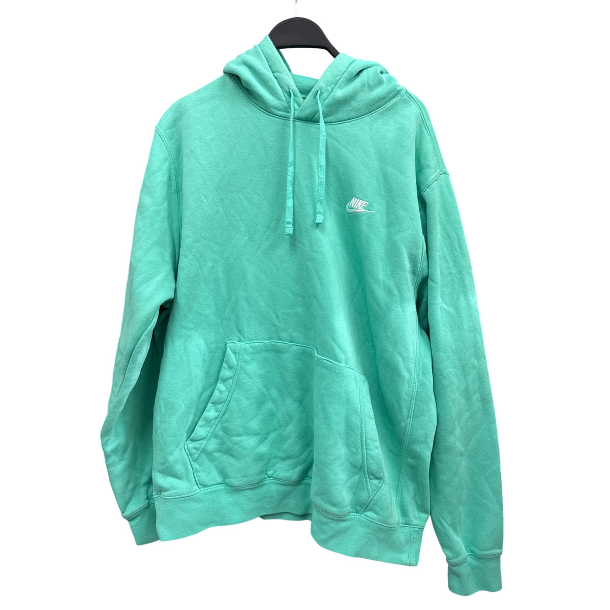 Nike Unisex Aqua Cotton Hoodie With White Logo Kangaroo Pocket Casual Sweatshirt
