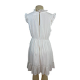 Honega Women’s White Ruffled Sleeveless Mini Dress With Elastic Waist Sz L - New