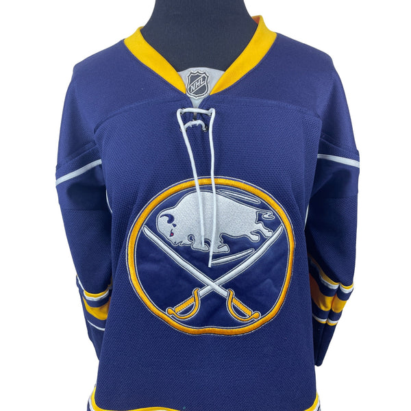 Reebok Buffalo Sabres Youth Boy's Navy Blue and Yellow NHL Jersey Sz L-XL