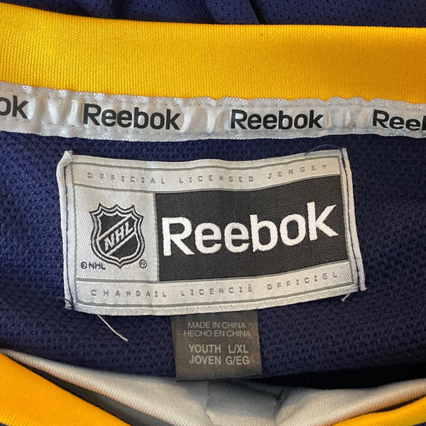 Reebok Buffalo Sabres Youth Boy's Navy Blue and Yellow NHL Jersey Sz L-XL