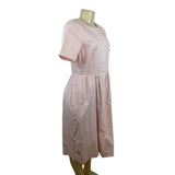 Vintage Talbots Pink Button-Down Short Sleeve Midi Dress With Pockets Sz 4P