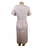Vintage Talbots Pink Button-Down Short Sleeve Midi Dress With Pockets Sz 4P