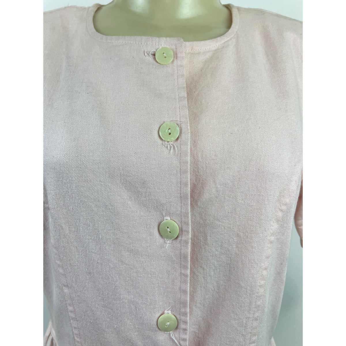 Vintage Talbots Pink Button-Down Short Sleeve Midi Dress With Pockets Sz 4P