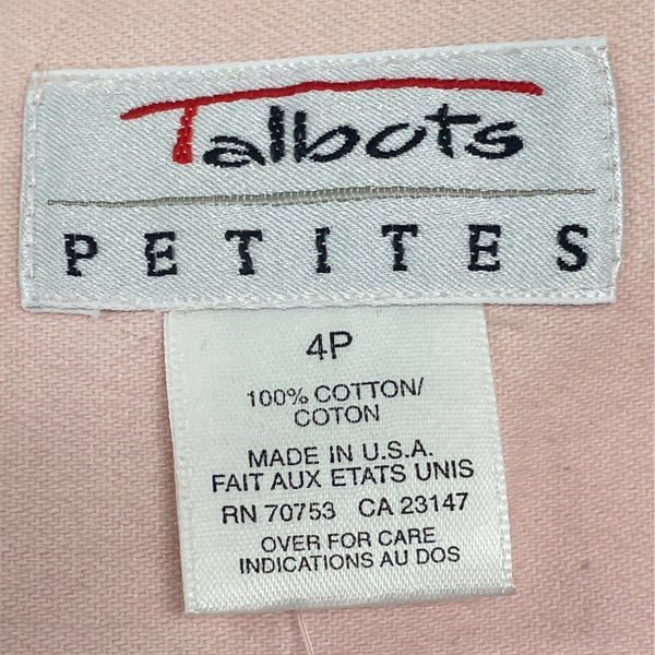 Vintage Talbots Pink Button-Down Short Sleeve Midi Dress With Pockets Sz 4P