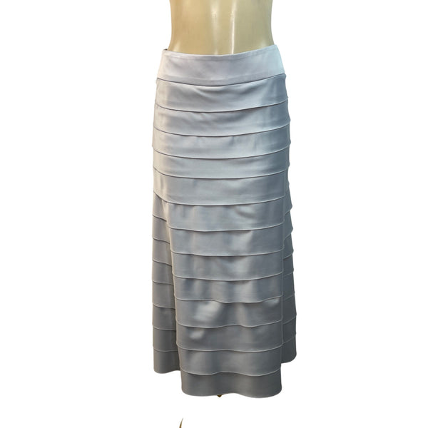 JS Collections Womens Silver Lace Jacket & Tiered Satin Skirt Formal Set Sz 2