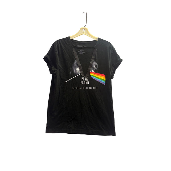 Pink Floyd Womens Black Rainbow Graphic Band T-Shirt The Dark Side Of The Moon XL