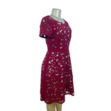 Moulinette Soeurs Womens Red Floral Cutout Short Sleeve Knee-Length Dress Size 6