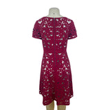 Moulinette Soeurs Womens Red Floral Cutout Short Sleeve Knee-Length Dress Size 6