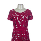 Moulinette Soeurs Womens Red Floral Cutout Short Sleeve Knee-Length Dress Size 6