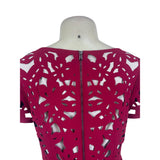 Moulinette Soeurs Womens Red Floral Cutout Short Sleeve Knee-Length Dress Size 6