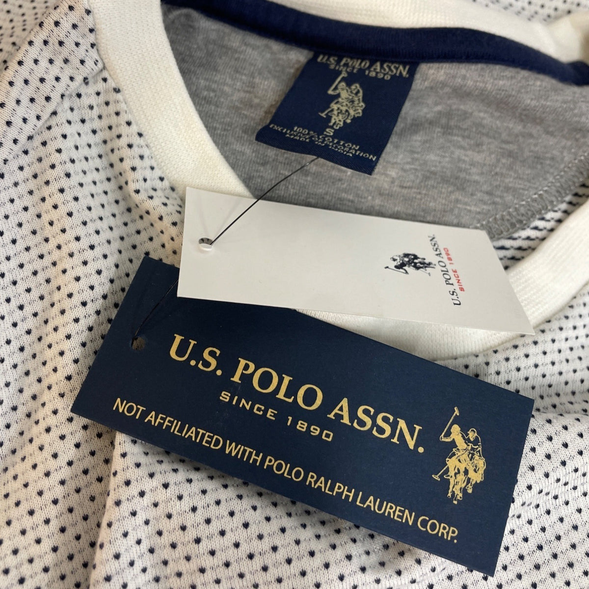 U.S. Polo Assn. Men's White Polka Dot Short Sleeve T Shirt Size S - New