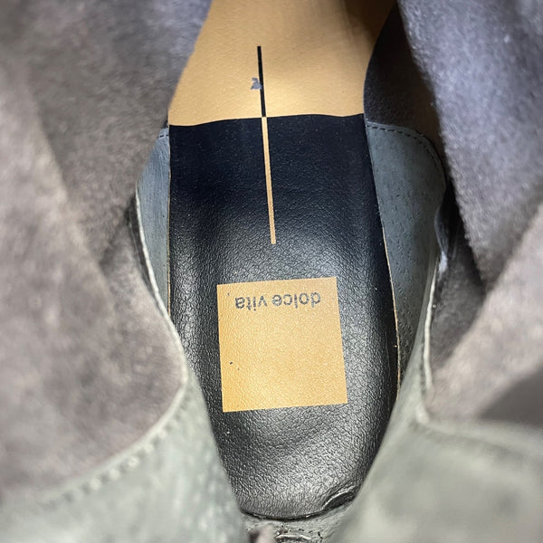 Dolce Vita Women’s Gray Suede With Back Zipper Block Heel Ankle Boots Size 8