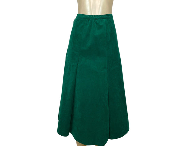 Unbranded Green Velvet A-Line Midi Skirt Side Zipper Sz XS/S