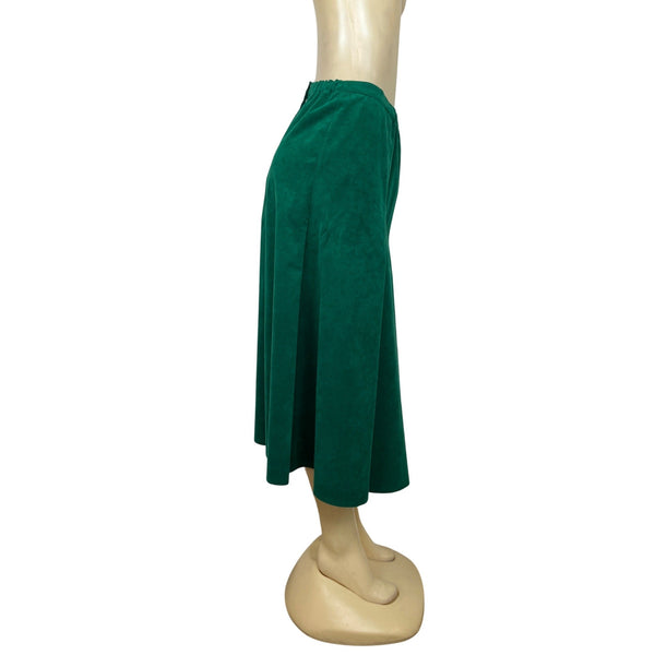 Unbranded Green Velvet A-Line Midi Skirt Side Zipper Sz XS/S