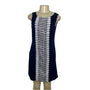 Carole Little Navy Sleeveless Linen Dress With White Lace Front Panel Size 4