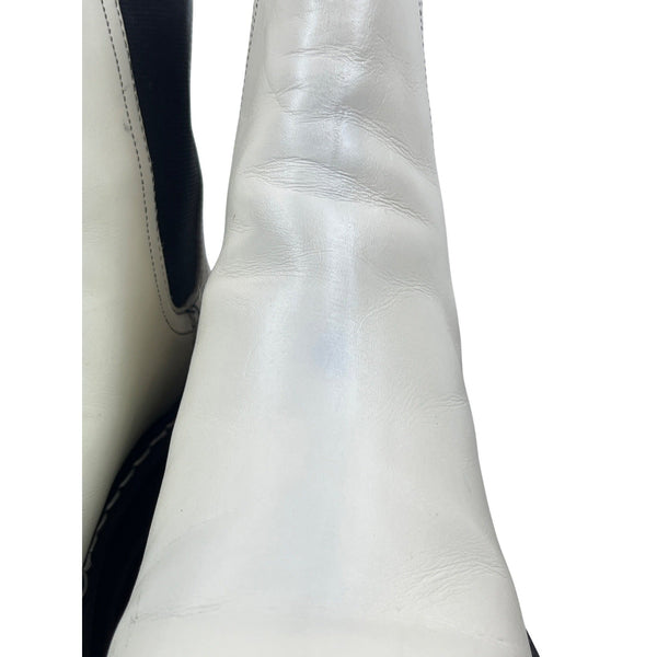 Marc Fisher Ivory White Leather/Textile Womens Chelsea Boots Size 7M