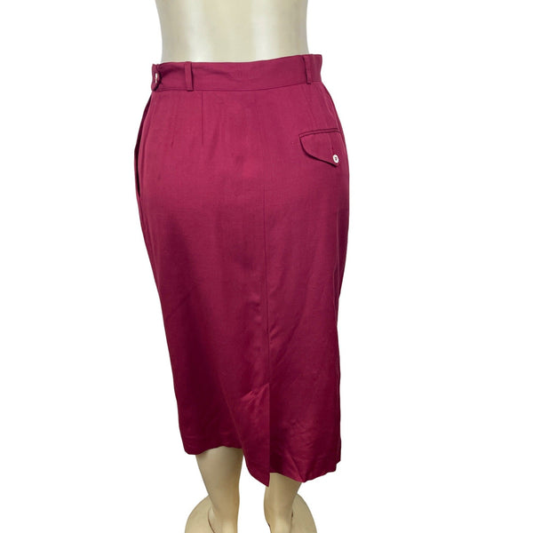 Liz Claiborne Women's Wine Red Classic Pencil Shape Pleated Skirt Sz 10