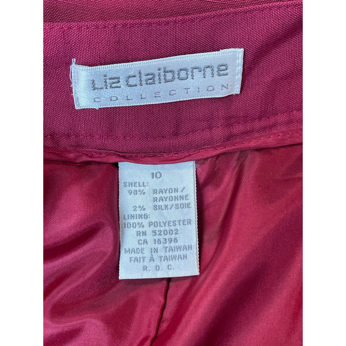 Liz Claiborne Women's Wine Red Classic Pencil Shape Pleated Skirt Sz 10