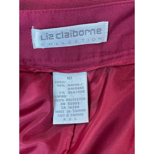 Liz Claiborne Women's Wine Red Classic Pencil Shape Pleated Skirt Sz 10