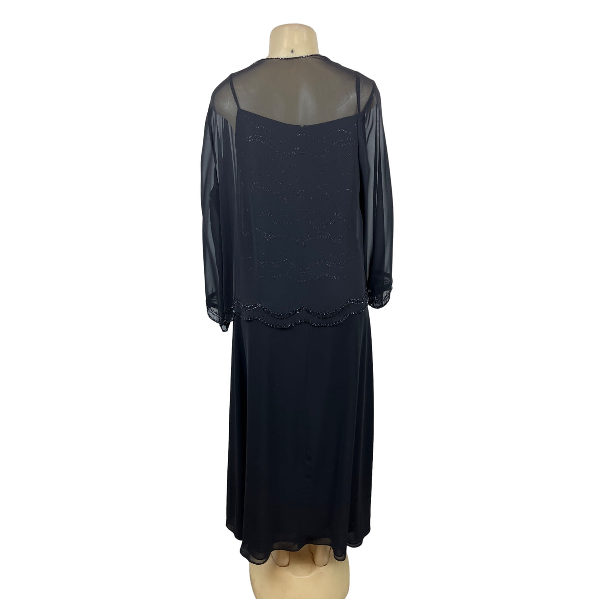 black sheer jacket for evening dress Black Dress with Embroidered Sheer Jacket SHE Brand
