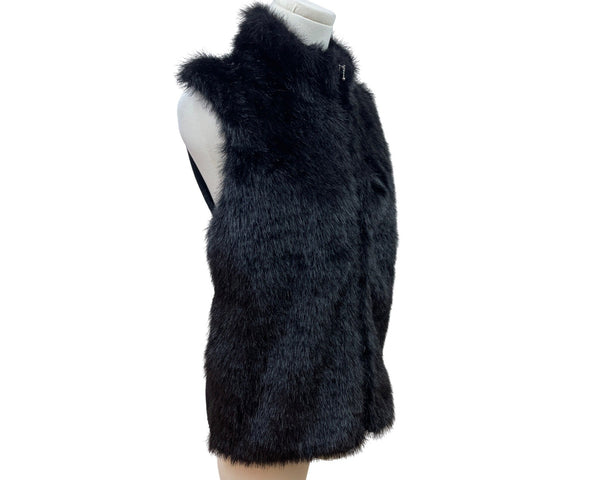 KIKIT Studio Womens Black Faux Fur Vest Full Zip Size L