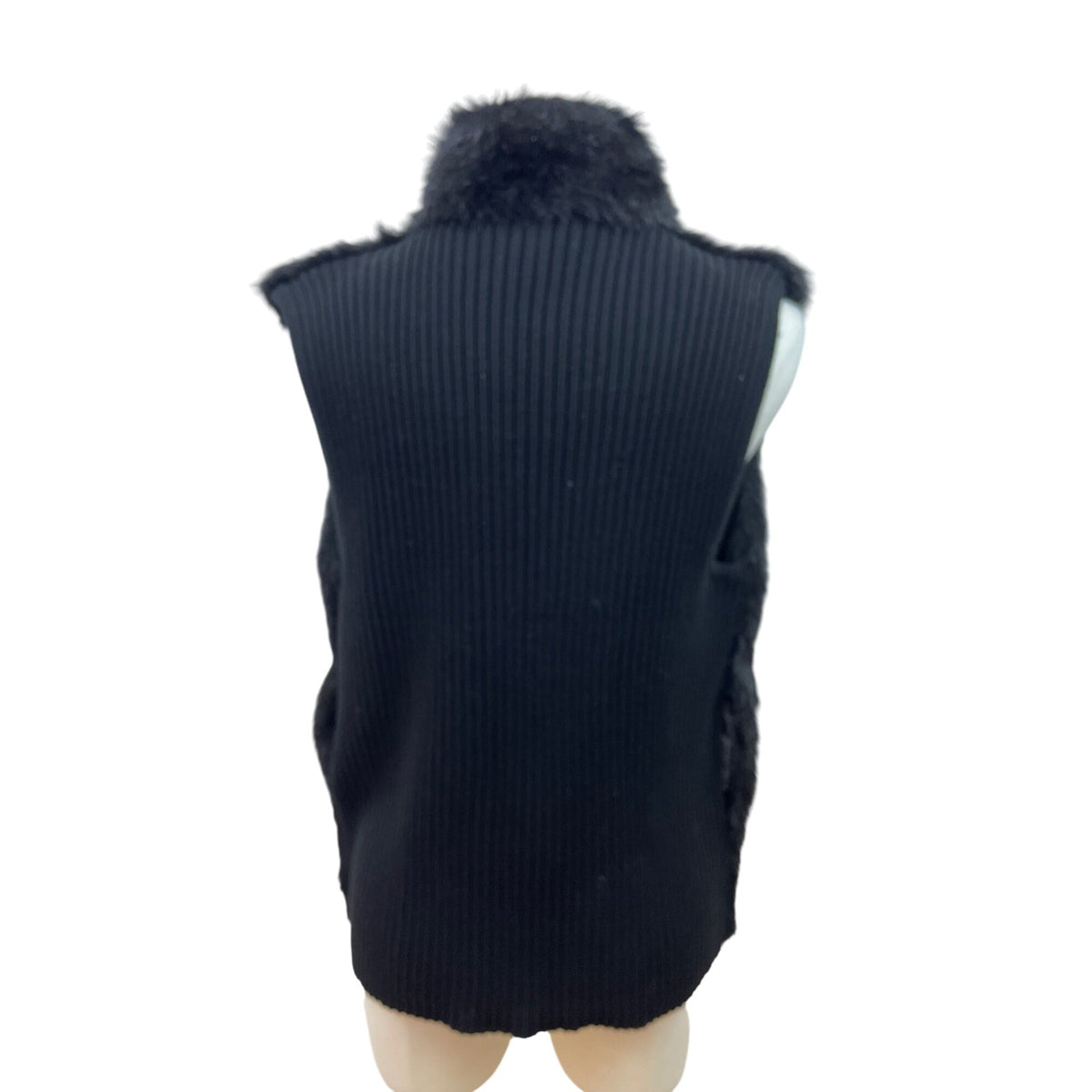KIKIT Studio Womens Black Faux Fur Vest Full Zip Size L