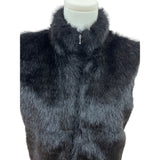 KIKIT Studio Womens Black Faux Fur Vest Full Zip Size L