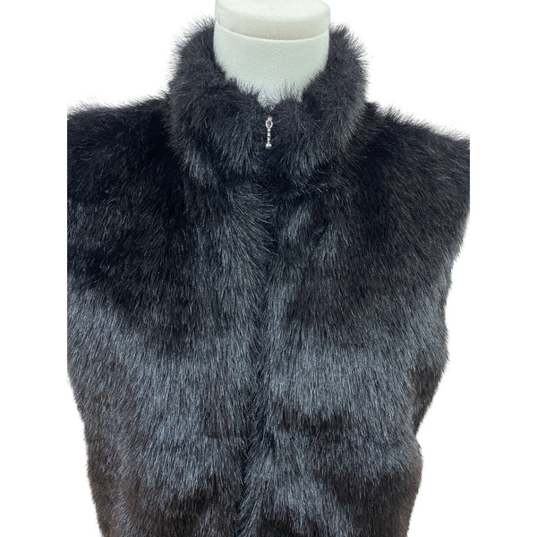 KIKIT Studio Womens Black Faux Fur Vest Full Zip Size L