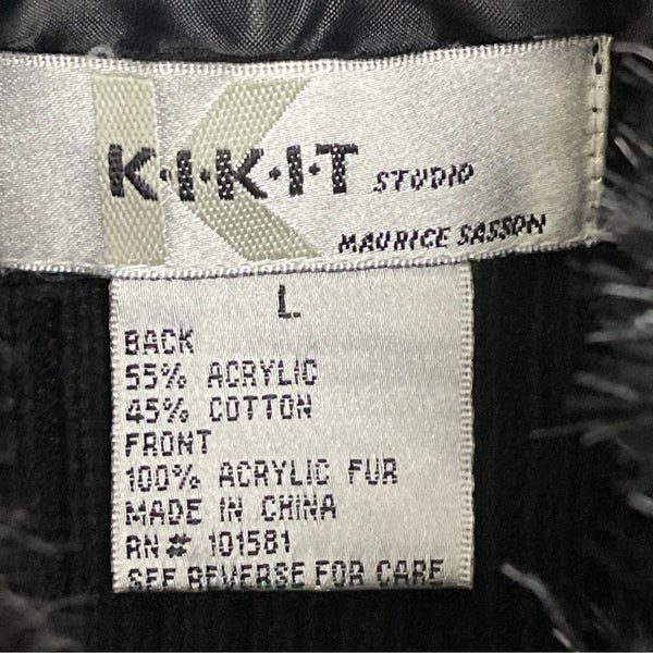 KIKIT Studio Womens Black Faux Fur Vest Full Zip Size L