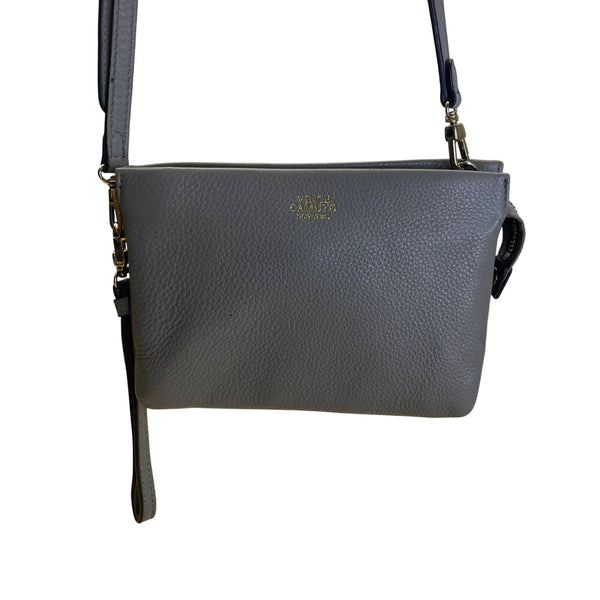 Vince Camuto Women’s Gray Leather With Dual Compartments Crossbody Bag Sz S