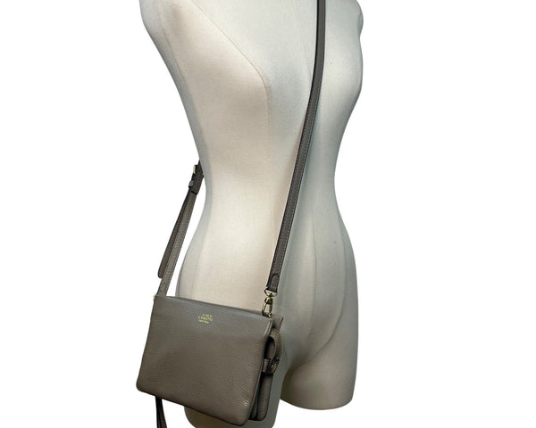 Vince Camuto Women’s Gray Leather With Dual Compartments Crossbody Bag Sz S