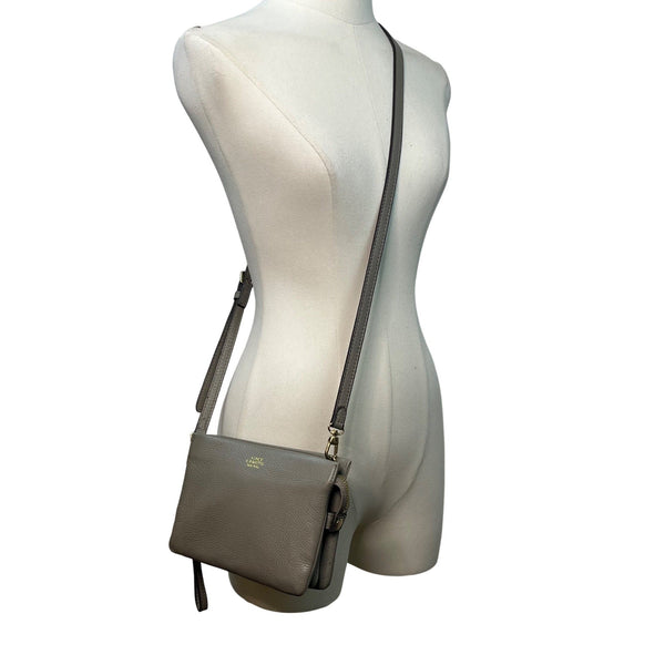 Vince Camuto Women’s Gray Leather With Dual Compartments Crossbody Bag Sz S