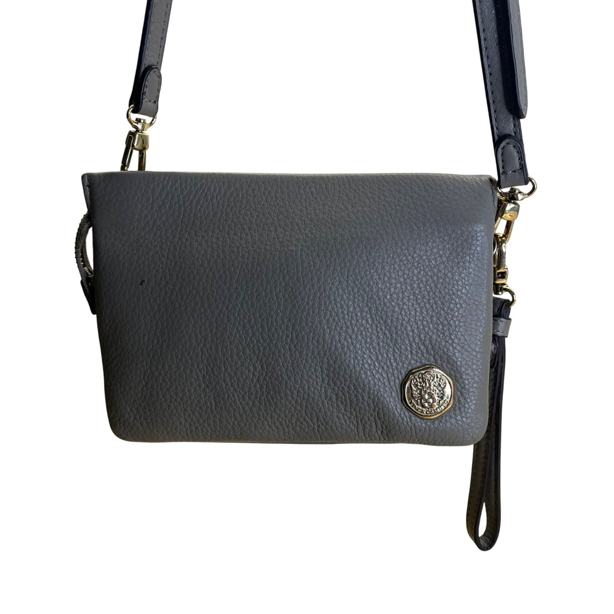 Vince Camuto Women’s Gray Leather With Dual Compartments Crossbody Bag Sz S