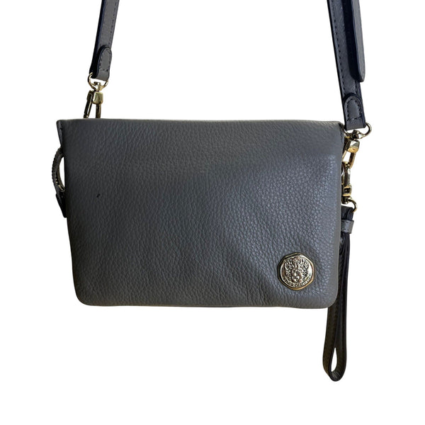Vince Camuto Women’s Gray Leather With Dual Compartments Crossbody Bag Sz S