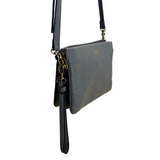 Vince Camuto Women’s Gray Leather With Dual Compartments Crossbody Bag Sz S