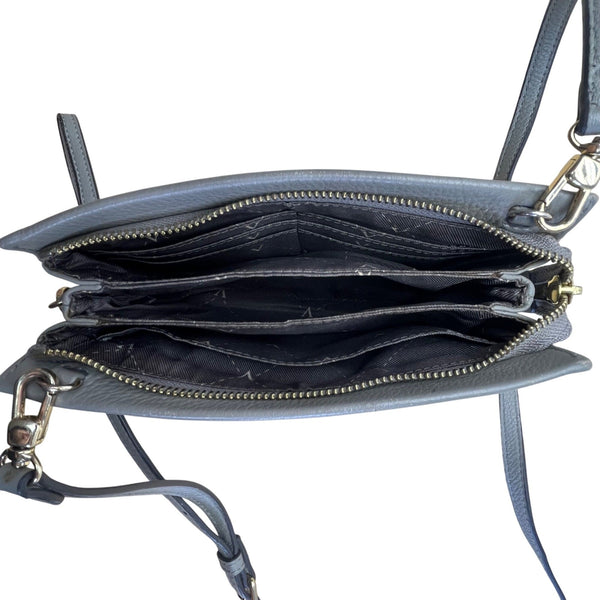 Vince Camuto Women’s Gray Leather With Dual Compartments Crossbody Bag Sz S