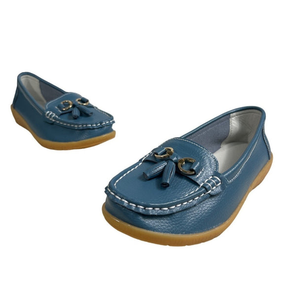 Unbranded Blue Faux Leather Comfortable Tassel Loafers Slip-On Shoes Sz 40 - New