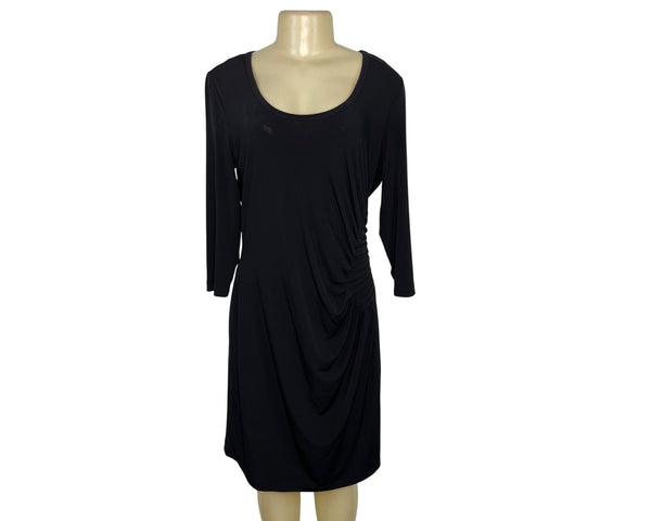 Calvin Klein Black Ruched Stretch Dress Womens
