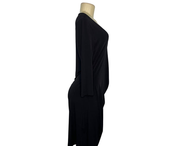 Calvin Klein Black Ruched Stretch Dress Womens
