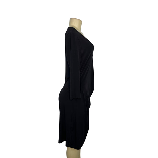 Calvin Klein Black Ruched Stretch Dress Womens