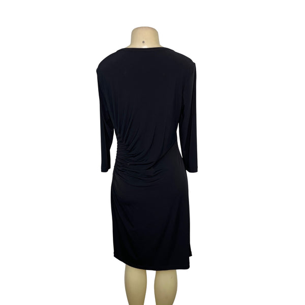 Calvin Klein Black Ruched Stretch Dress Womens