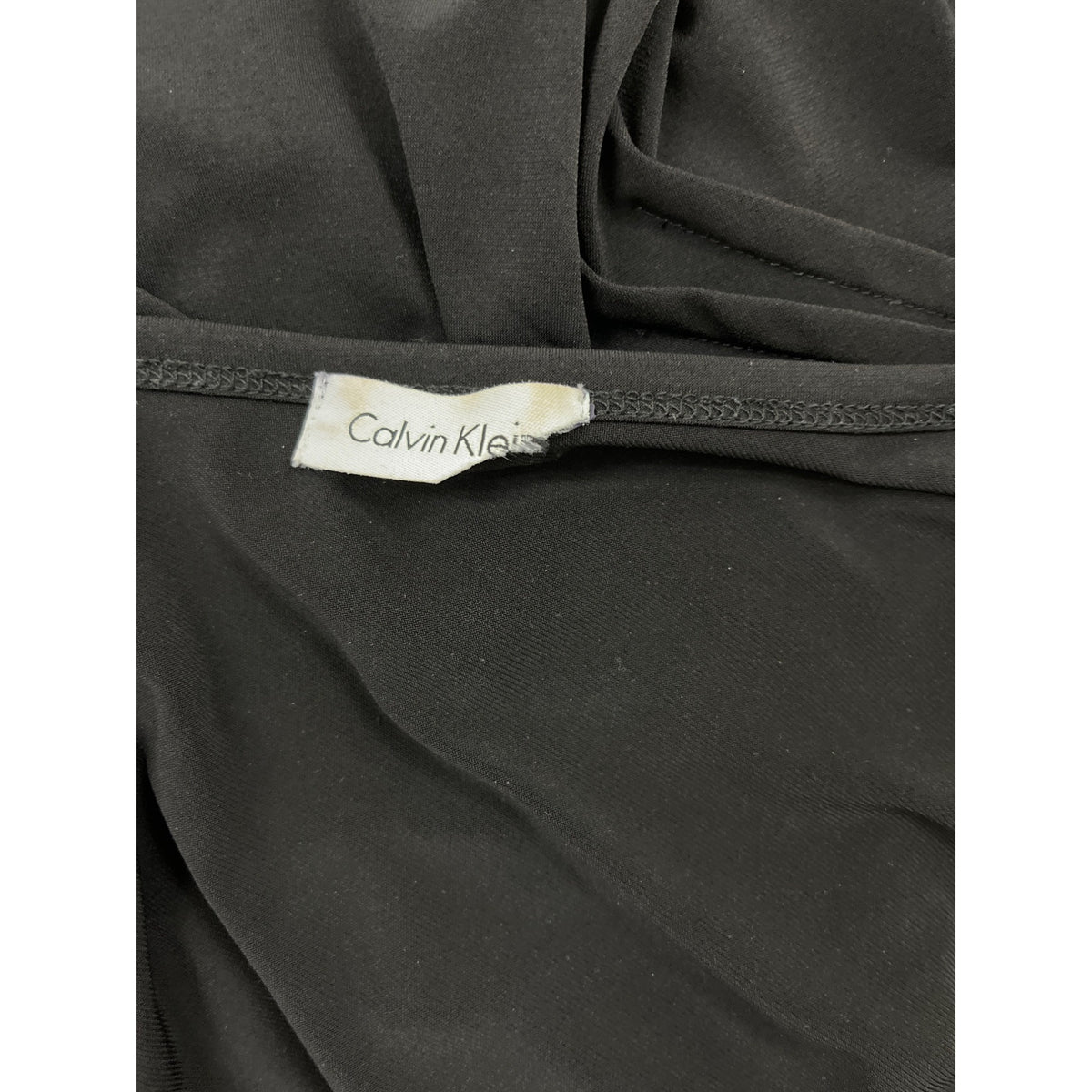 Calvin Klein Black Ruched Stretch Dress Womens