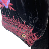Johnny Was Black Velvet Dress With Pink & Purple Floral Embroidery Sz XXL - New