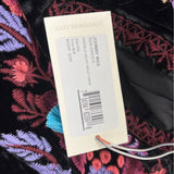Johnny Was Black Velvet Dress With Pink & Purple Floral Embroidery Sz XXL - New