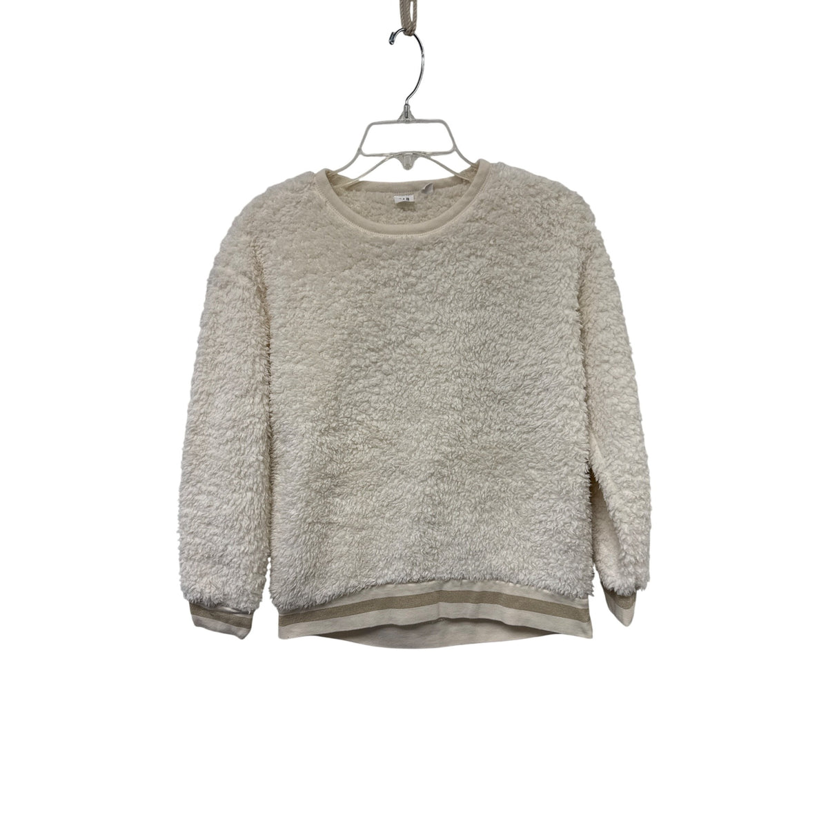 Gap Kids Ivory Sherpa Pullover Sweater Ribbed Trim Cozy Fleece Size XS Warm